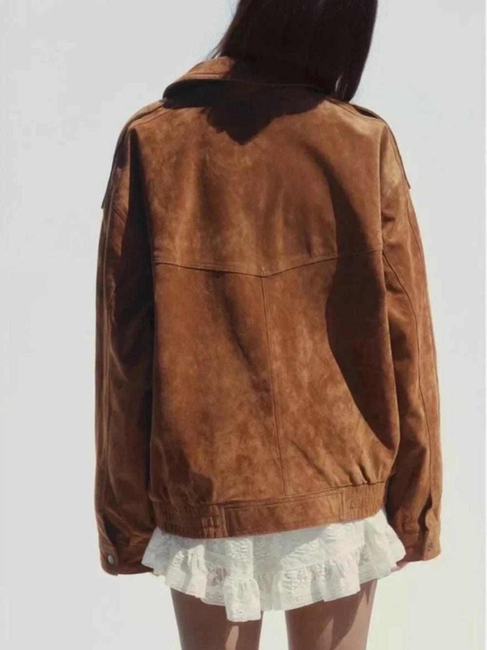 Zara Brown Suede Leather Jacket - Picture 5 of 6